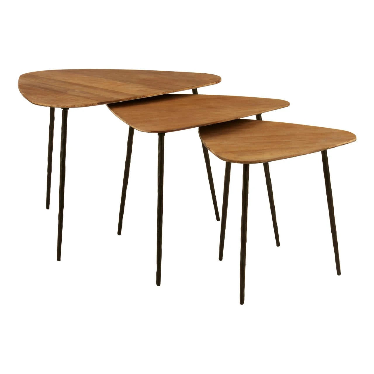 Elmo Elm Wood Top Nest of 3 Triangular Tables