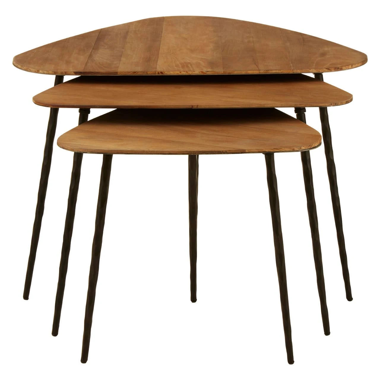 Elmo Elm Wood Top Nest of 3 Triangular Tables