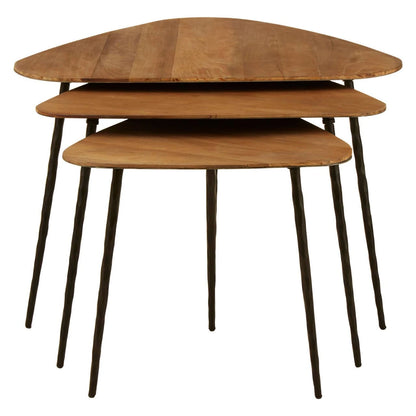 Elmo Elm Wood Top Nest of 3 Triangular Tables