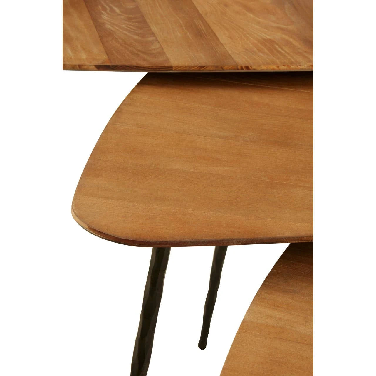 Elmo Elm Wood Top Nest of 3 Triangular Tables