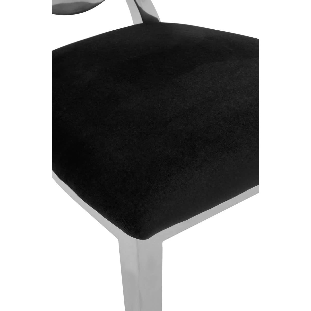 Yasmin Oval Back Black Velvet Dining Chair