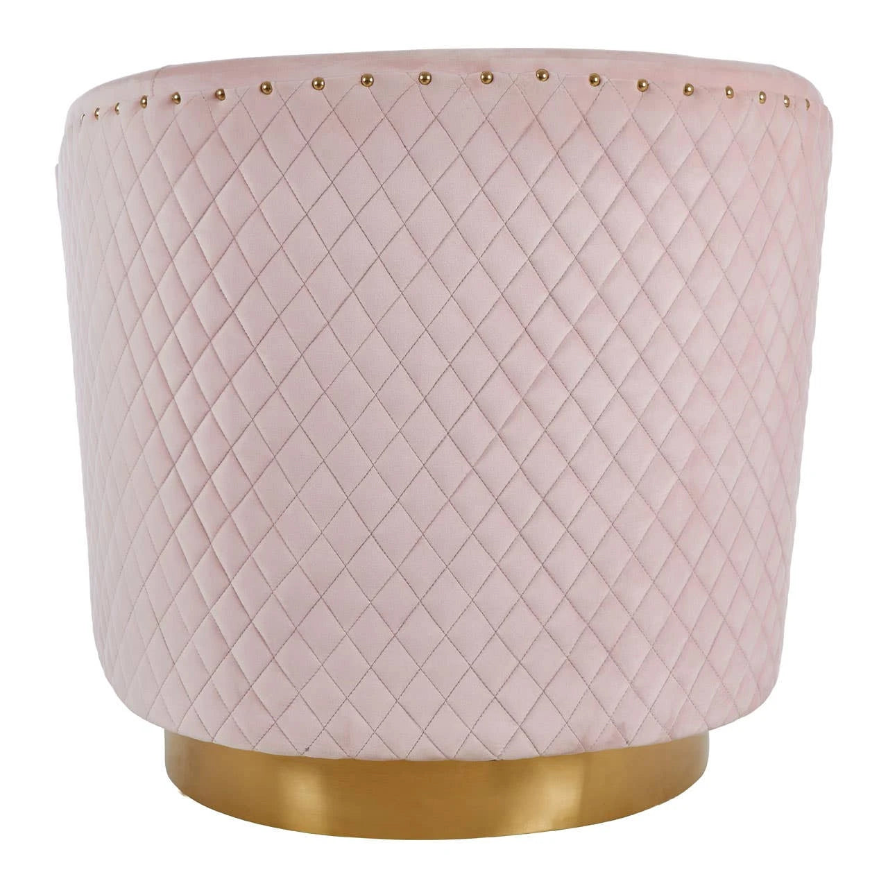 Plazoni Pink Velvet Swivel Chair with Gold Base