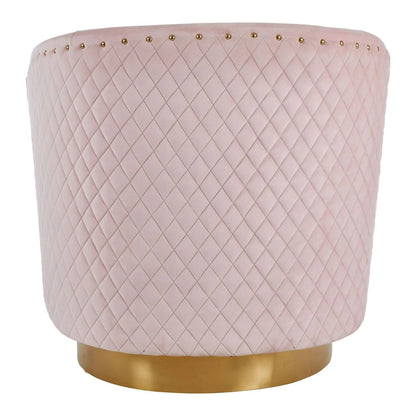 Plazoni Pink Velvet Swivel Chair with Gold Base