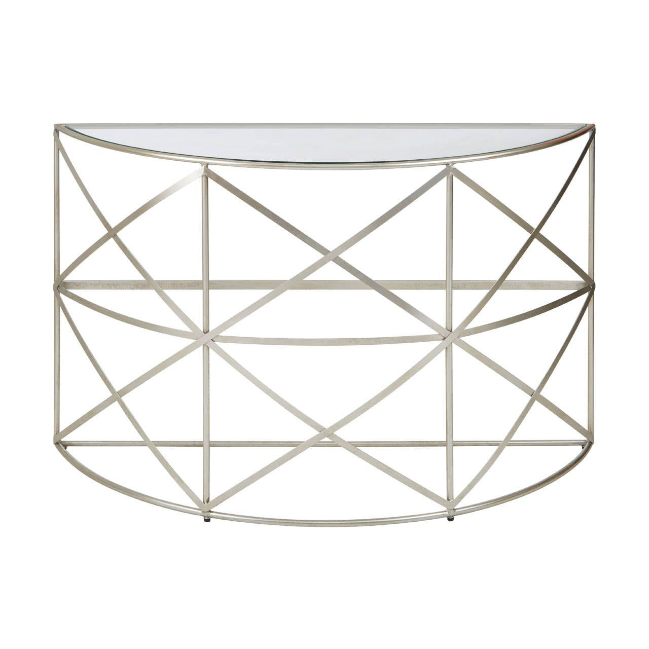 Rubia Silver Leaf Demilune Console Table