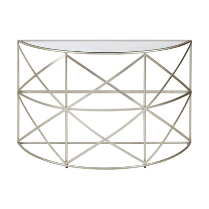 Rubia Silver Leaf Demilune Console Table