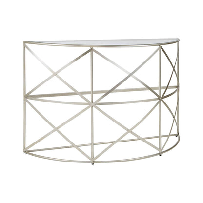Rubia Silver Leaf Demilune Console Table
