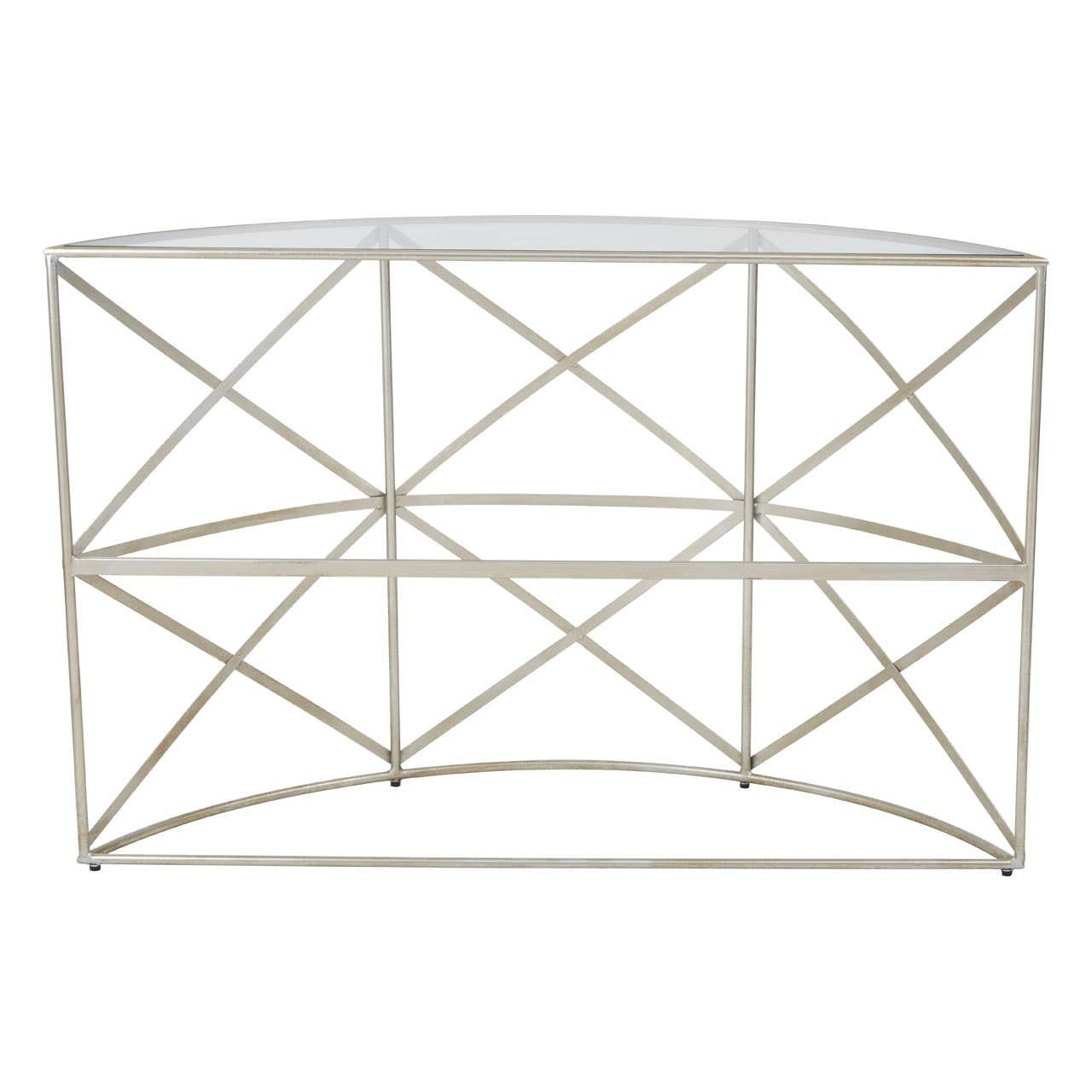 Rubia Silver Leaf Demilune Console Table