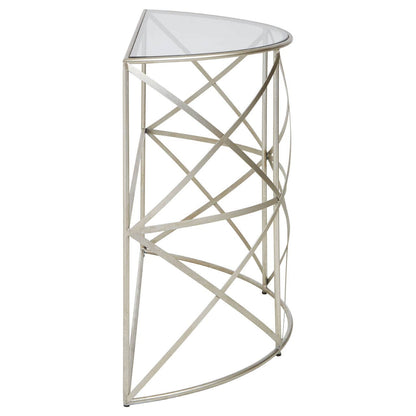 Rubia Silver Leaf Demilune Console Table