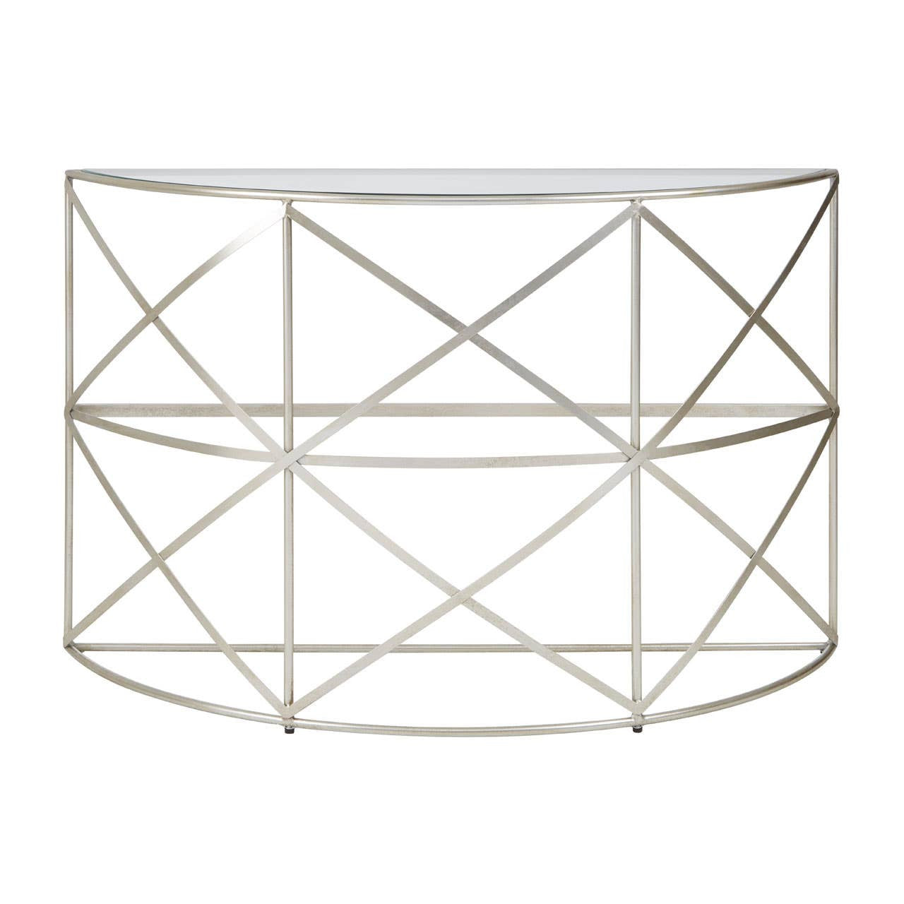 Rubia Silver Leaf Demilune Console Table