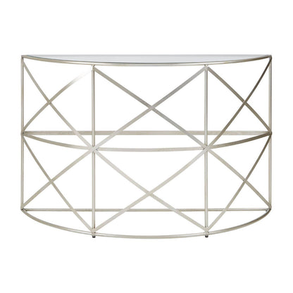Rubia Silver Leaf Demilune Console Table