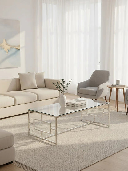 Allure Clear Glass Silver Base Coffee Table