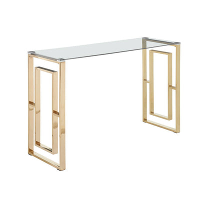 Allure Console Table with Gold Legs and Glass Top
