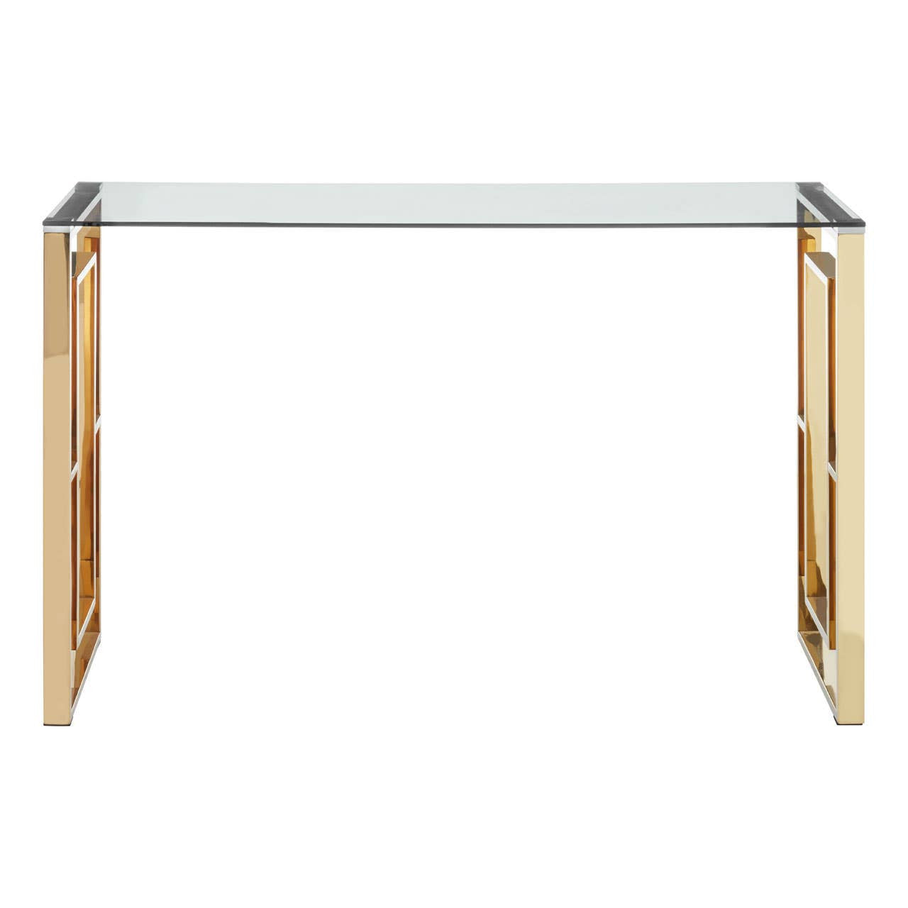 Allure Console Table with Gold Legs and Glass Top