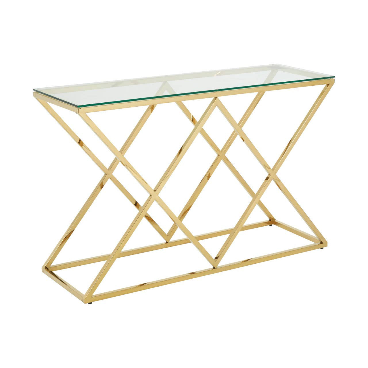 Allure Gold Finish Console Table