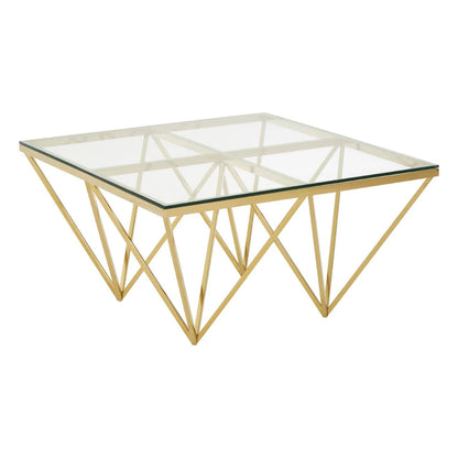 Allure Gold Finish Prismaric Square Coffee Table