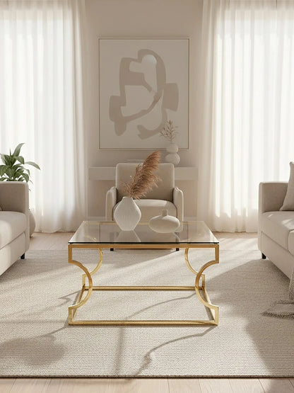 Allure Tempered Glass Curved Frame Coffee Table