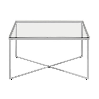 Allure Silver Finish Cross Base Coffee Table