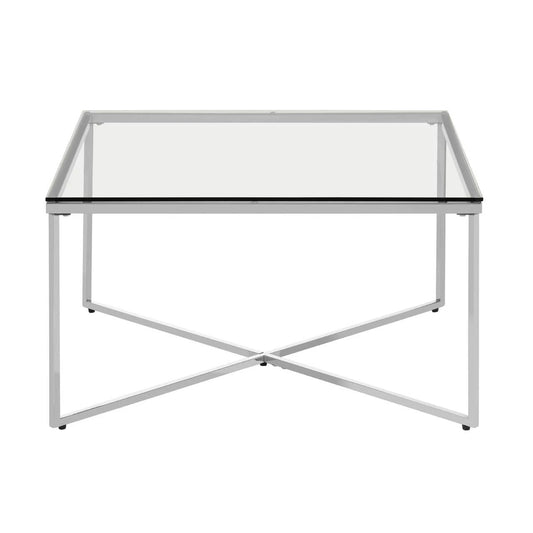 Allure Silver Finish Cross Base Coffee Table