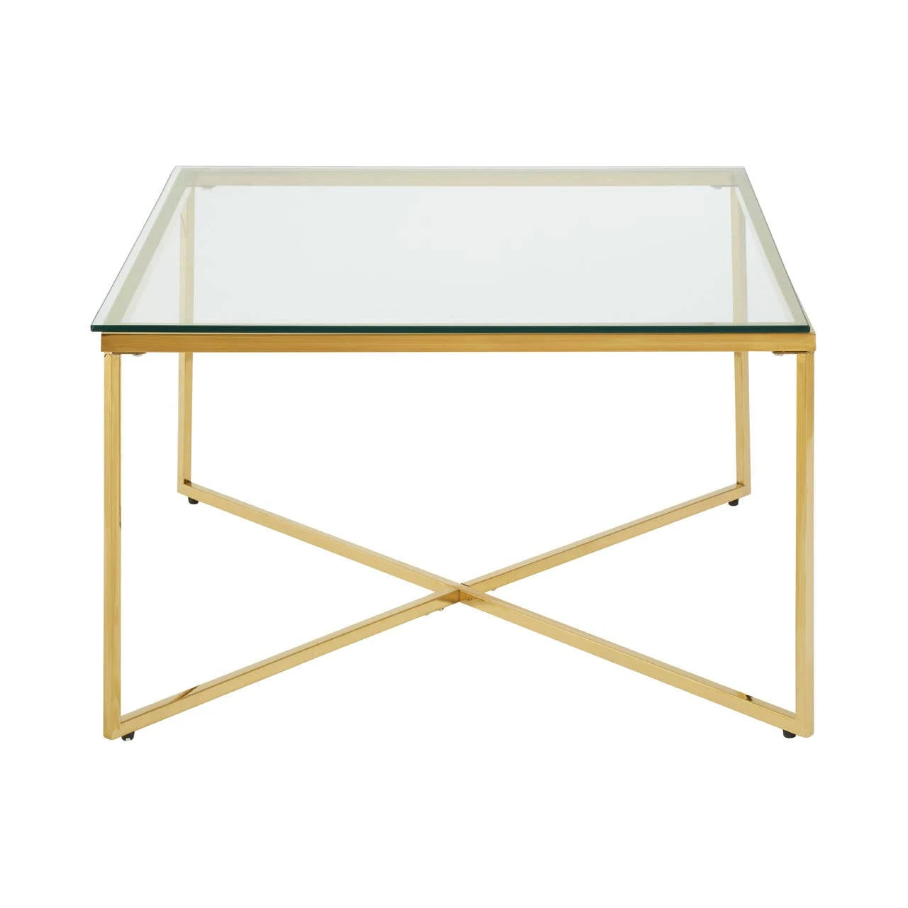 Allure Gold Finish Cross Base Coffee Table