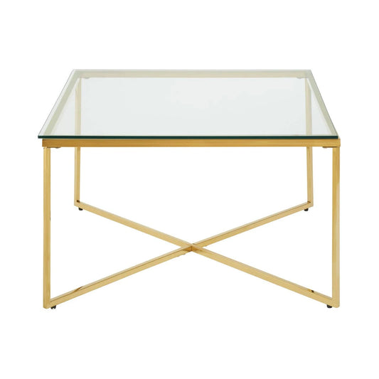 Allure Gold Finish Cross Base Coffee Table