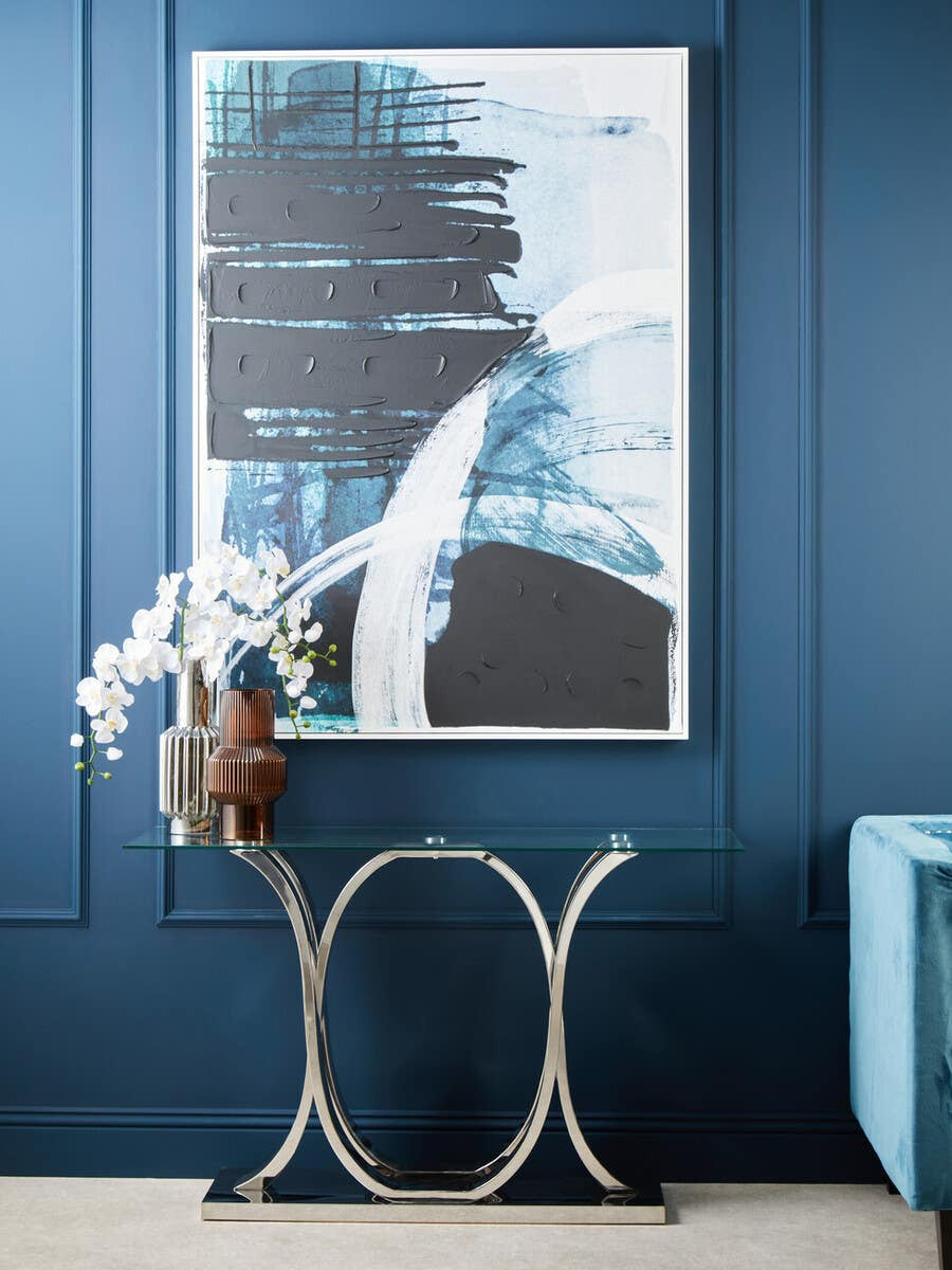 Allure Chrome Curved Base Console Table