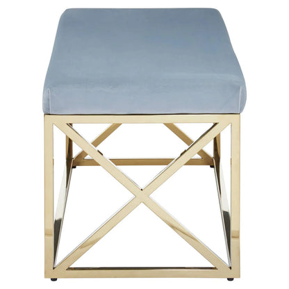 Allure Powder Blue Velvet And Gold Bench