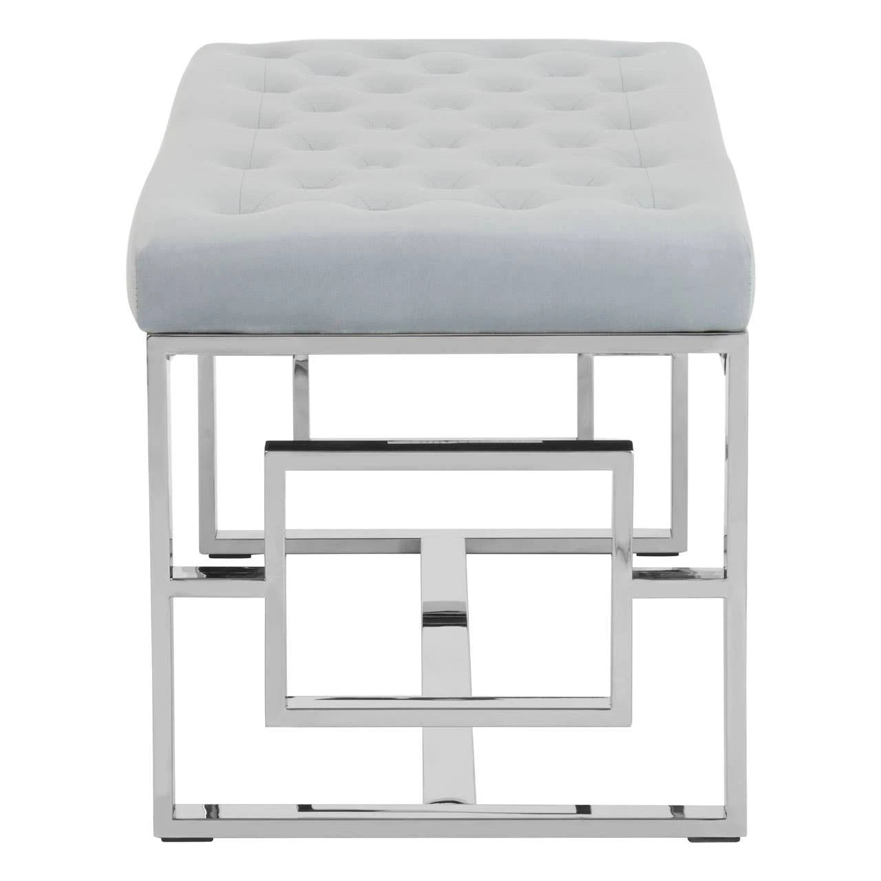 Allure Powder Blue Velvet And Silver Bench