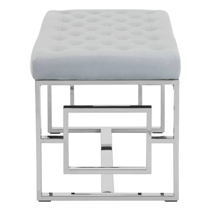 Allure Powder Blue Velvet And Silver Bench