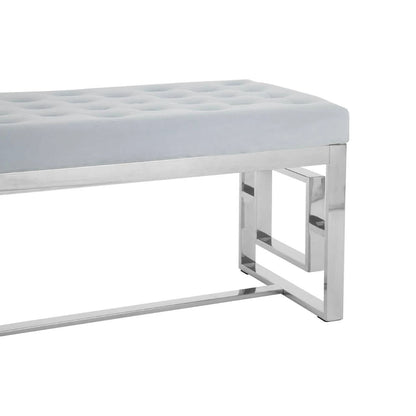 Allure Powder Blue Velvet And Silver Bench