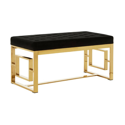 Allure Black Velvet and Gold Bench