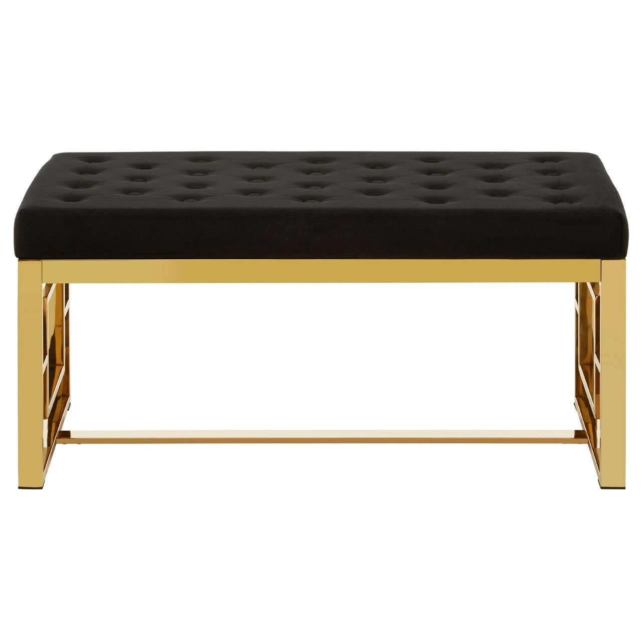 Allure Black Velvet and Gold Bench