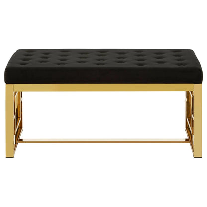 Allure Black Velvet and Gold Bench