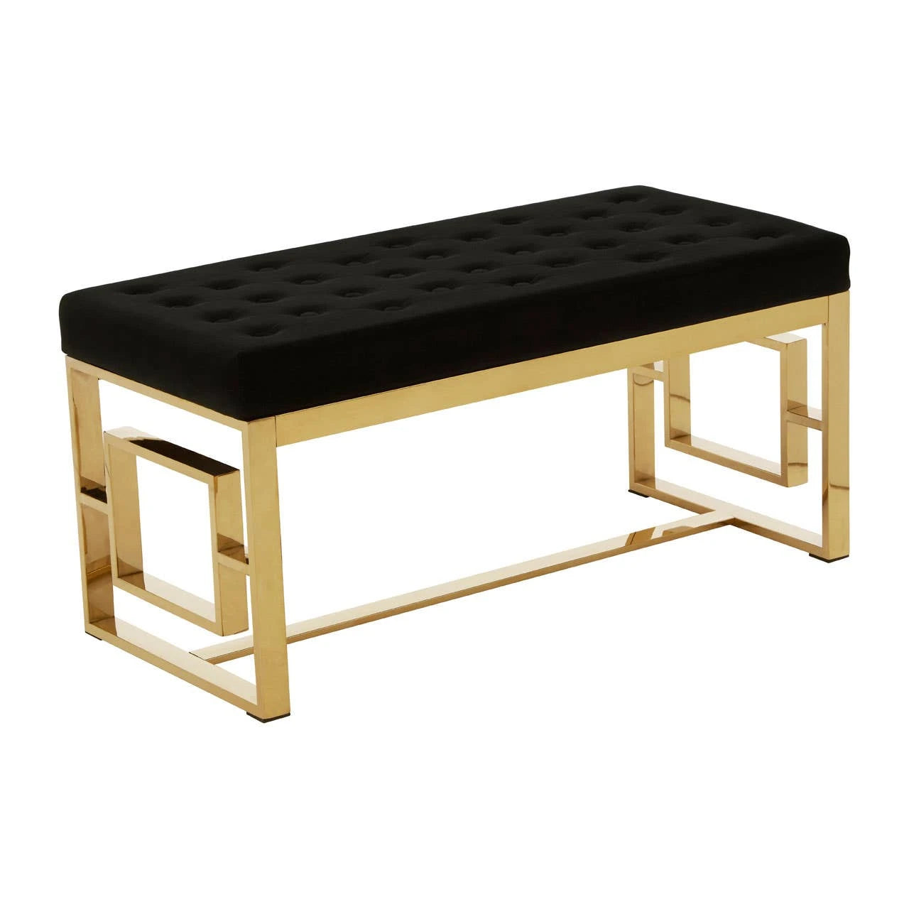 Allure Black Velvet and Gold Bench