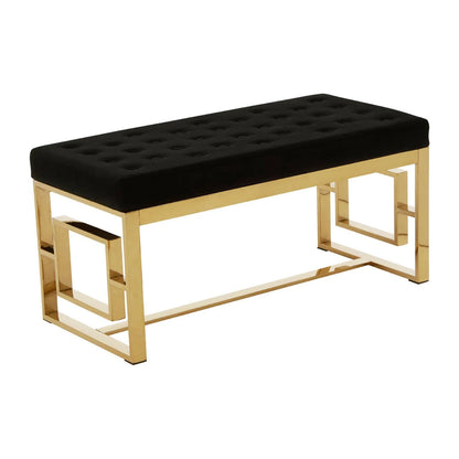 Allure Black Velvet and Gold Bench