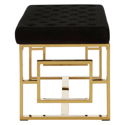 Allure Black Velvet and Gold Bench