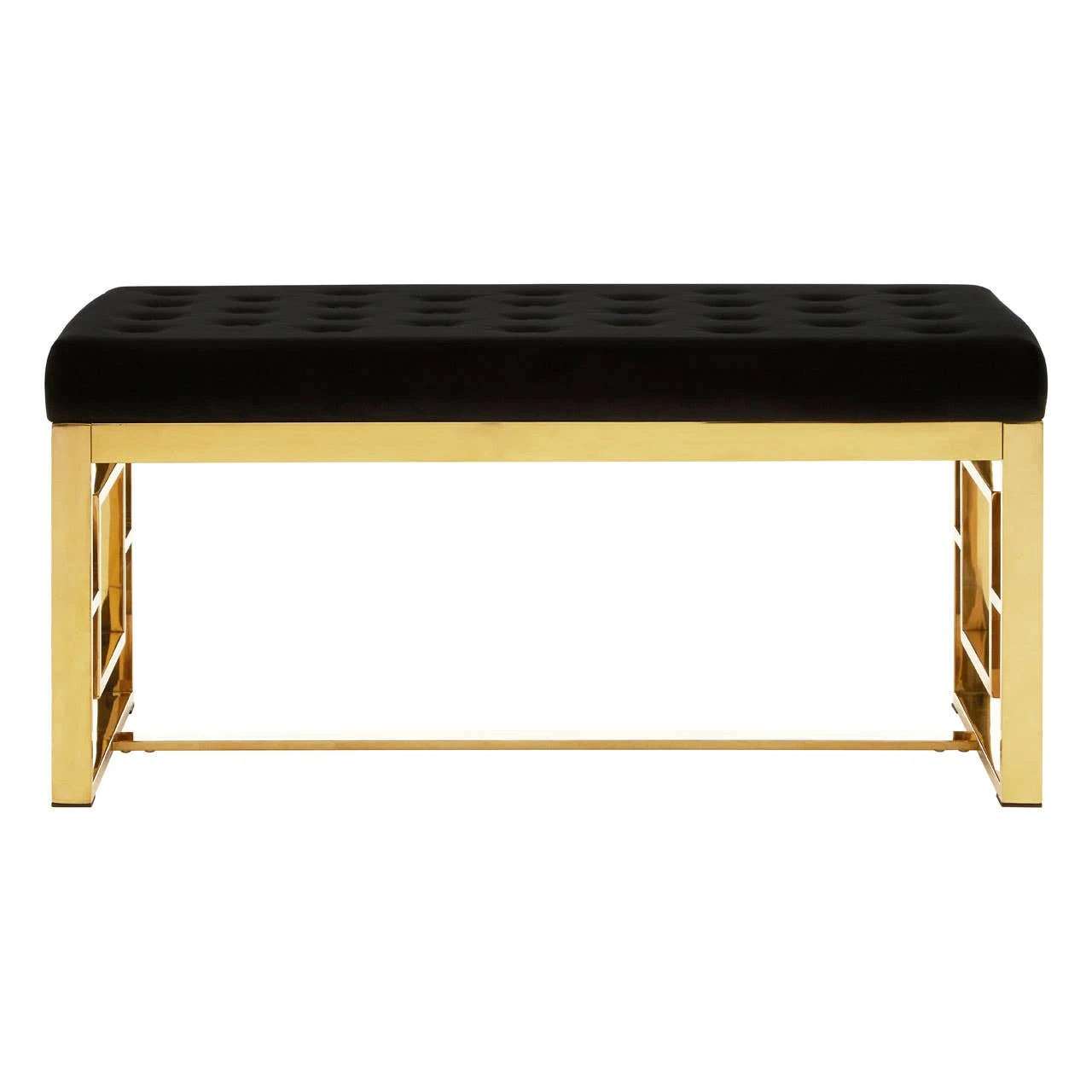 Allure Black Velvet and Gold Bench
