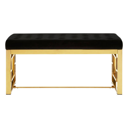 Allure Black Velvet and Gold Bench