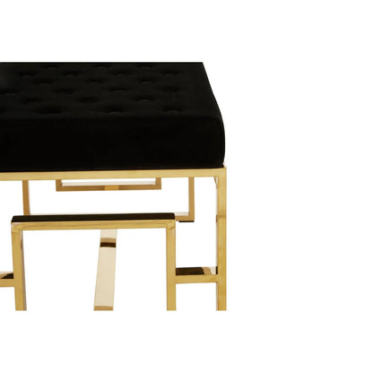Allure Black Velvet and Gold Bench
