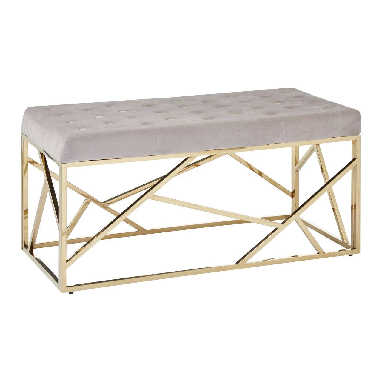 Allure Mink Velvet Bench with Gold Finish Frame