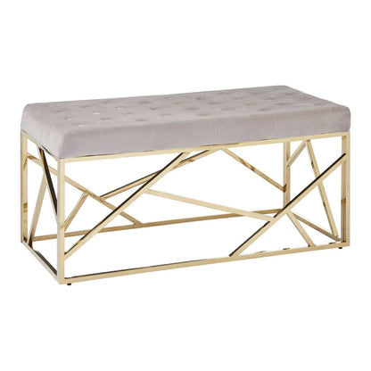 Allure Mink Velvet Bench with Gold Finish Frame
