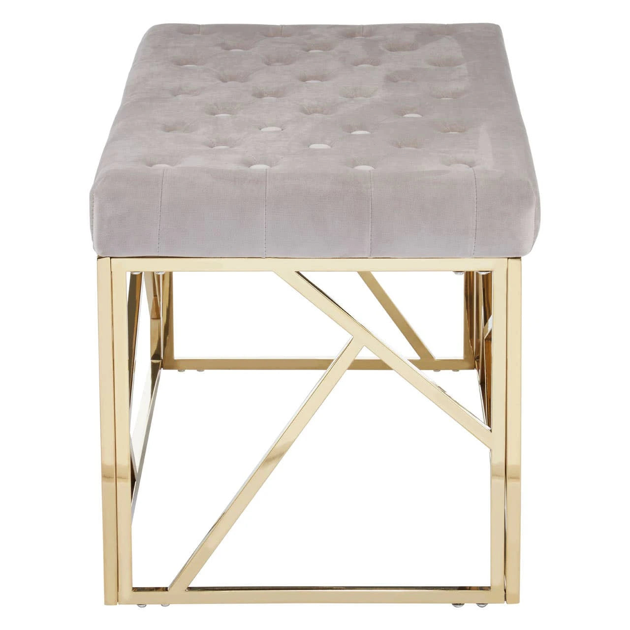 Allure Mink Velvet Bench with Gold Finish Frame