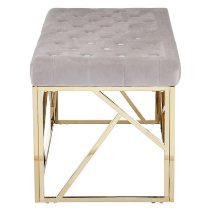 Allure Mink Velvet Bench with Gold Finish Frame