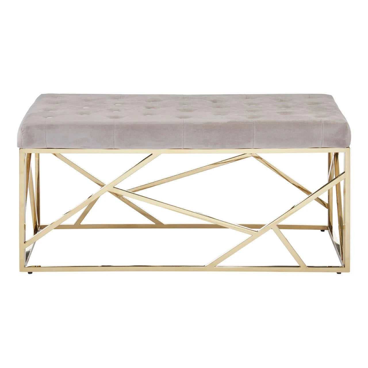 Allure Mink Velvet Bench with Gold Finish Frame