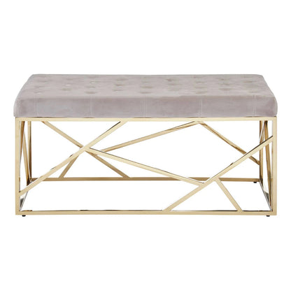 Allure Mink Velvet Bench with Gold Finish Frame