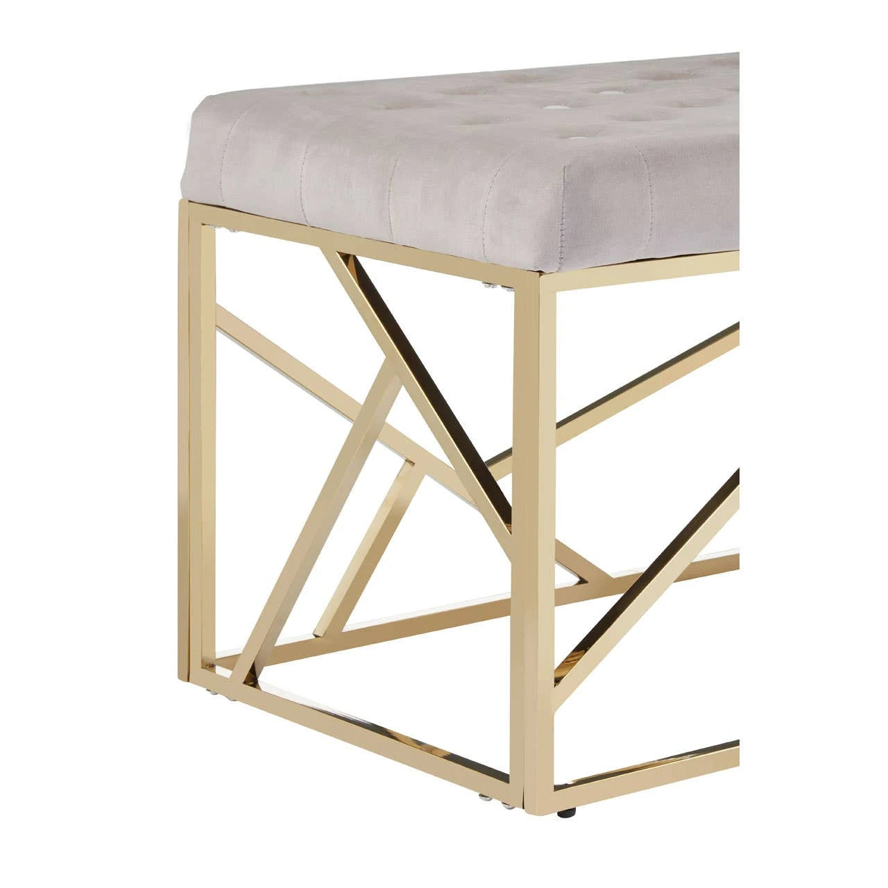 Allure Mink Velvet Bench with Gold Finish Frame