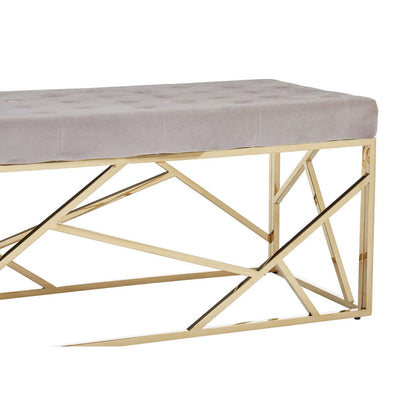 Allure Mink Velvet Bench with Gold Finish Frame