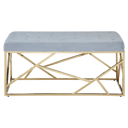 Allure Gold And Powder Blue Velvet Bench