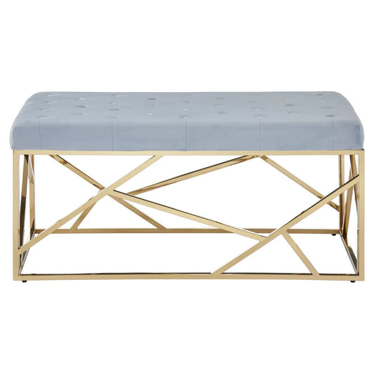 Allure Gold And Powder Blue Velvet Bench