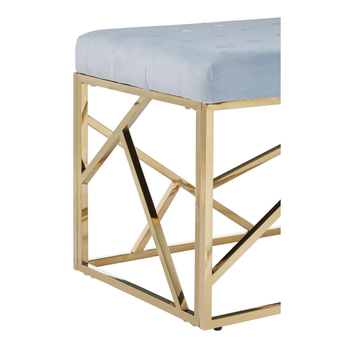 Allure Gold And Powder Blue Velvet Bench