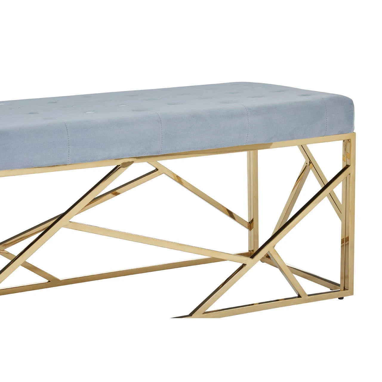 Allure Gold And Powder Blue Velvet Bench